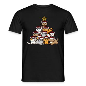 Katzen Weihnachtsbaum - Männer T-Shirt - Schwarz - Vorne - AI Model Male 178 light (178cm)