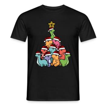 Dinosaur Christmas Tree - Men's T-Shirt - black - Front - AI Model Male 178 light (178cm)