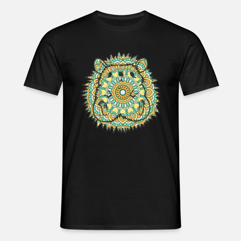 Mandala Hedgehog Geometric Pattern Art - Men's T-Shirt - black