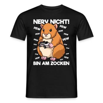 Nerv nicht bin am Zocken Gaming Hamster - Männer T-Shirt - Schwarz - Vorne - AI Model Male 178 light (178cm)