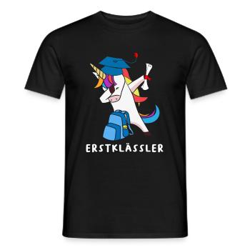 Dabbing Einhorn Erstklässler - Männer T-Shirt - Schwarz - Vorne - AI Model Male 178 light (178cm)