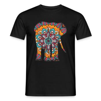 Mandala Elefant Geometrisches Muster - Männer T-Shirt - Schwarz - Vorne - AI Model Male 178 light (178cm)