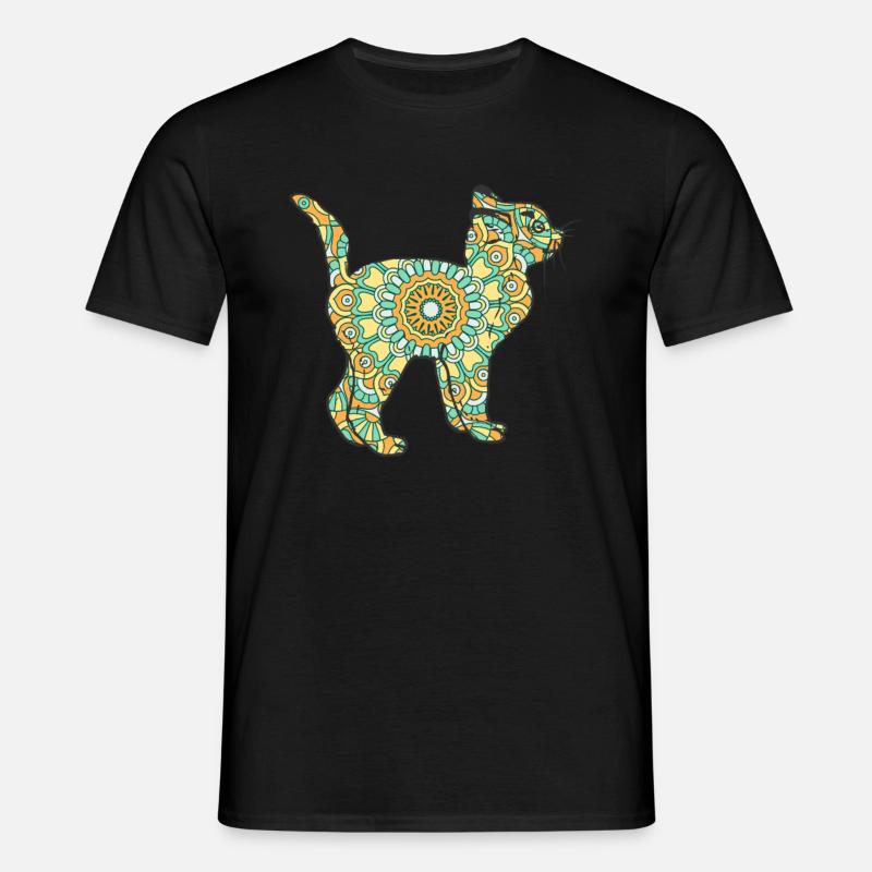 Mandala Cat Geometry Pattern - Men's T-Shirt - black