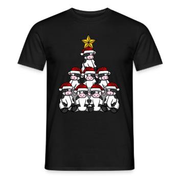 Kuh Rind Weihnachtsbaum - Männer T-Shirt - Schwarz - Vorne - AI Model Male 178 light (178cm)