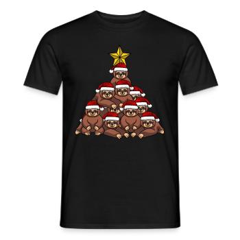 Sloth Christmas Tree - Men's T-Shirt - black - Front - AI Model Male 178 light (178cm)