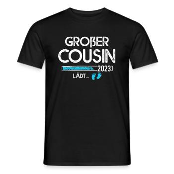 Cousin lädt - Männer T-Shirt - Schwarz - Vorne - AI Model Male 178 light (178cm)
