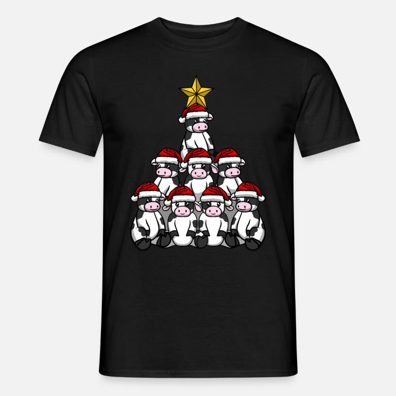Kuh Weihnachtsbaum - Männer T-Shirt - Schwarz