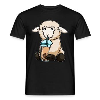 Sheep drinks bubble tea - Men's T-Shirt - black - Front - AI Model Male 178 light (178cm)