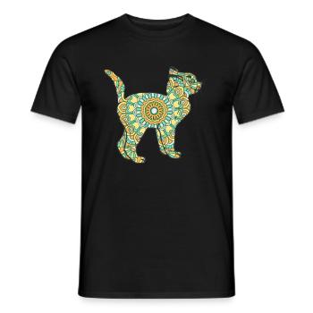 Mandala Katze Geometrie Muster - Männer T-Shirt - Schwarz - Vorne - AI Model Male 178 light (178cm)