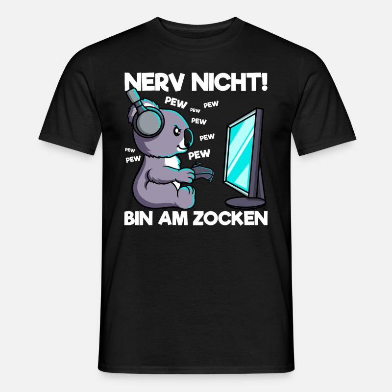 Nerv nicht bin am Zocken Gaming Koala - Männer T-Shirt - Schwarz