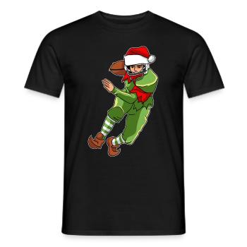 Football Elf Weihnachtsmann - Männer T-Shirt - Schwarz - Vorne - AI Model Male 178 light (178cm)