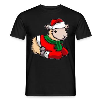 Sheep with Christmas Sweater - Men's T-Shirt - black - Front - AI Model Male 178 light (178cm)