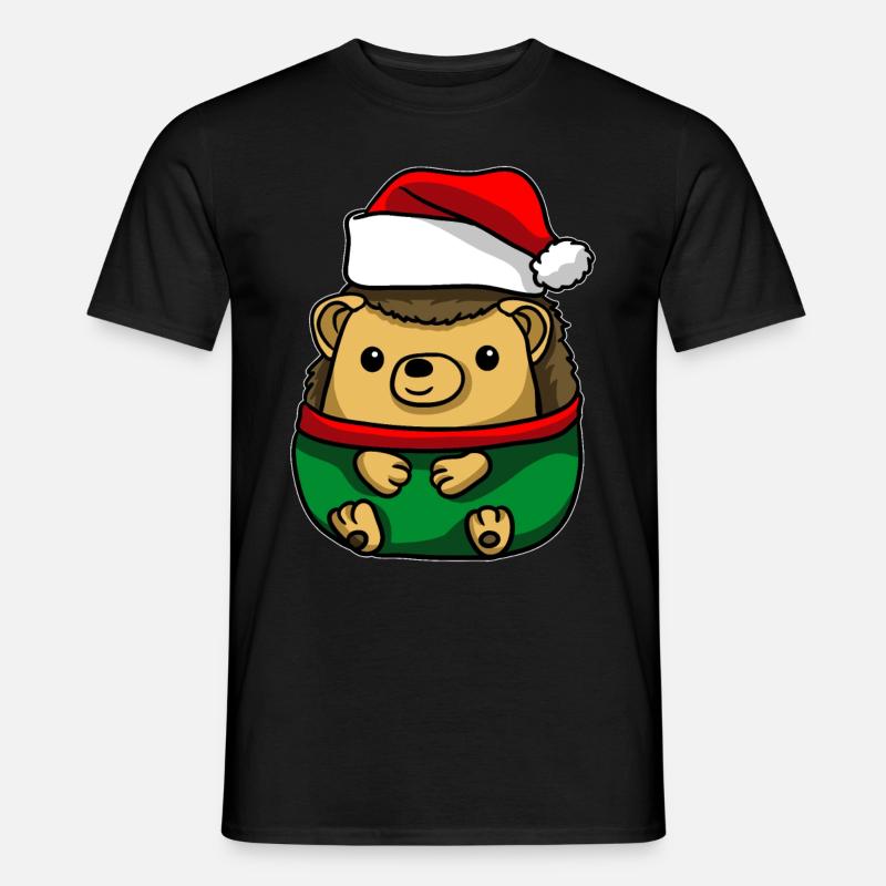 Igel mit Weihnachtsmütze Weihnachtskostüm - Männer T-Shirt - Schwarz