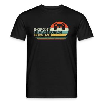 Exercise Thought You Said Extra Lives Gamer - Men's T-Shirt - black - Front - AI Model Male 178 light (178cm)