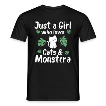 Juste une fille qui aime les chats et Monstera - T-shirt homme - noir - Devant - AI Model Male 178 light (178cm)