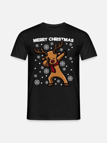 Dabbing Rentier Christmas - Männer T-Shirt - Schwarz