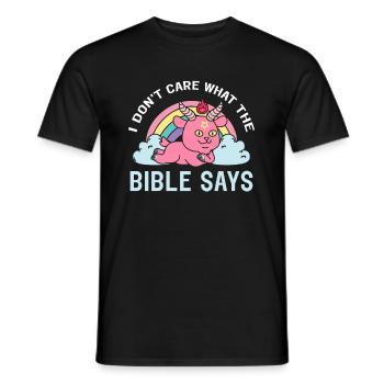 I Don't Care What The Bible Says Kawaii Satan - Men's T-Shirt - black - Front - AI Model Male 178 light (178cm)