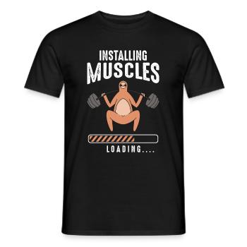 Installing Muscles Loading Fitness Workout - Männer T-Shirt - Schwarz - Vorne - AI Model Male 178 light (178cm)