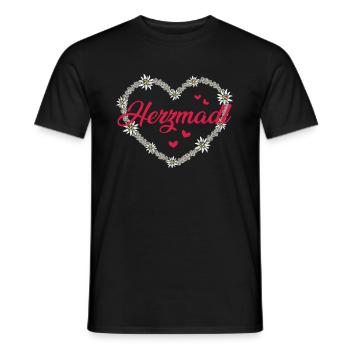 Herzmadl Dirndl Trachten Ersatz Trachtenshirt - Männer T-Shirt - Schwarz - Vorne - AI Model Male 178 light (178cm)
