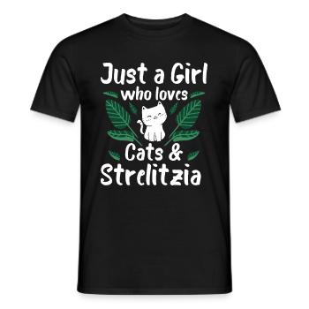 Juste une fille qui aime les chats et Strelizie - T-shirt homme - noir - Devant - AI Model Male 178 light (178cm)