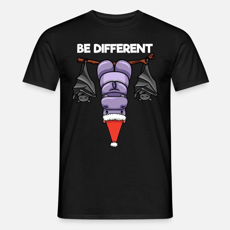 Be Different Nilpferd Fledermaus Weihnachtsmann - Männer T-Shirt - Schwarz