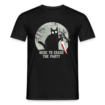 Ici pour écraser le chat d’Halloween - T-shirt homme - noir - Devant - AI Model Male 178 light (178cm)