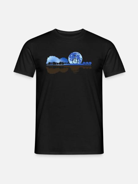 Gitarre Natur Mond Einrad Gitarrist Einradfahrer - Männer T-Shirt - Schwarz