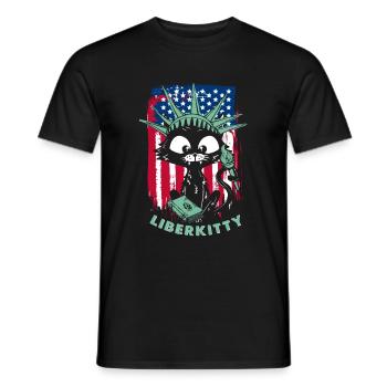 Chat Statue de la Liberté Liberkitty - T-shirt homme - noir - Devant - AI Model Male 178 light (178cm)