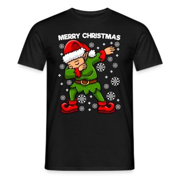 Dabbing Elf Christmas Elf - Men's T-Shirt - black - Front - AI Model Male 178 light (178cm)