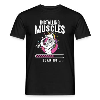 Installing Muscles Loading Workout Gym Unicorn - Männer T-Shirt - Schwarz - Vorne - AI Model Male 178 light (178cm)