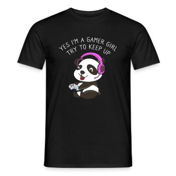 Yes I'm A Gamer Girl Try To Keep Up Gamer Panda - Men's T-Shirt - black - Front - AI Model Male 178 light (178cm)