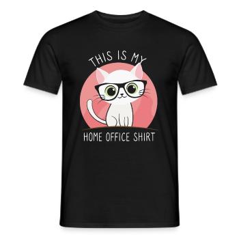This is my home office cat - Men's T-Shirt - black - Front - AI Model Male 178 light (178cm)