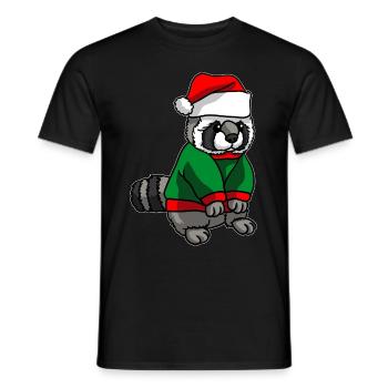 Raccoon with Christmas Hat Christmas Costume - Men's T-Shirt - black - Front - AI Model Male 178 light (178cm)