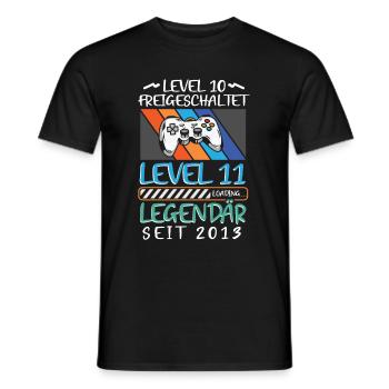 Level 10 Freigeschaltet 10. Geburtstag Gamer - Männer T-Shirt - Schwarz - Vorne - AI Model Male 178 light (178cm)