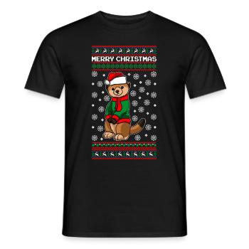 Suricate avec pull de Noël moche - T-shirt homme - noir - Devant - AI Model Male 178 light (178cm)