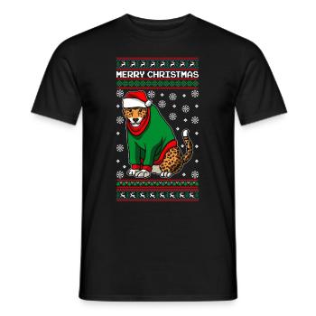 Léopard avec pull de Noël moche - T-shirt homme - noir - Devant - AI Model Male 178 light (178cm)