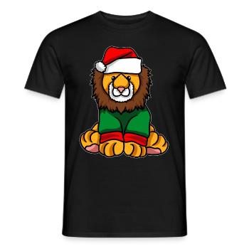 Lion with Christmas Sweater - Men's T-Shirt - black - Front - AI Model Male 178 light (178cm)