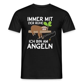 Immer mit der Ruhe ich bin am Angeln Faultier - Männer T-Shirt - Schwarz - Vorne - AI Model Male 178 light (178cm)