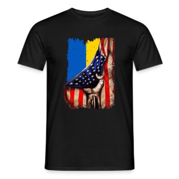 Fight for Ukraine USA Flag Ukraine - Men's T-Shirt - black - Front - AI Model Male 178 light (178cm)