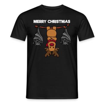 Joyeux renne de Noël sur un arbre avec des chauves-souris - T-shirt homme - noir - Devant - AI Model Male 178 light (178cm)