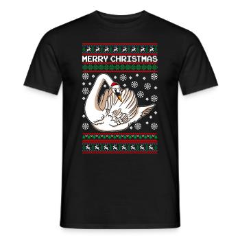 Weihnachten Schwan Merry Christmas - Männer T-Shirt - Schwarz - Vorne - AI Model Male 178 light (178cm)