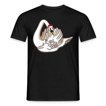 Schwan mit Christmas Sweater - Männer T-Shirt - Schwarz - Vorne - AI Model Male 178 light (178cm)