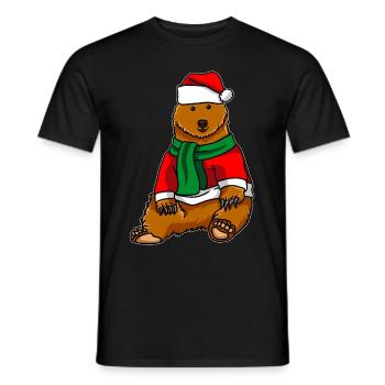 Ours brun en costume de Noël - T-shirt homme - noir - Devant - AI Model Male 178 light (178cm)