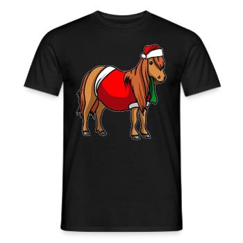 Pony mit Christmas Sweater - Männer T-Shirt - Schwarz - Vorne - AI Model Male 178 light (178cm)