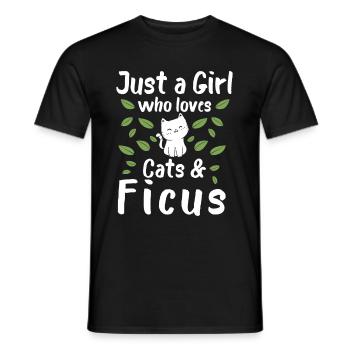 Juste une fille qui aime les chats et la plante de chat ficus - T-shirt homme - noir - Devant - AI Model Male 178 light (178cm)