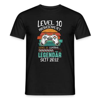 Level 10 Freigeschaltet 10. Geburtstag Gamer - Männer T-Shirt - Schwarz - Vorne - AI Model Male 178 light (178cm)
