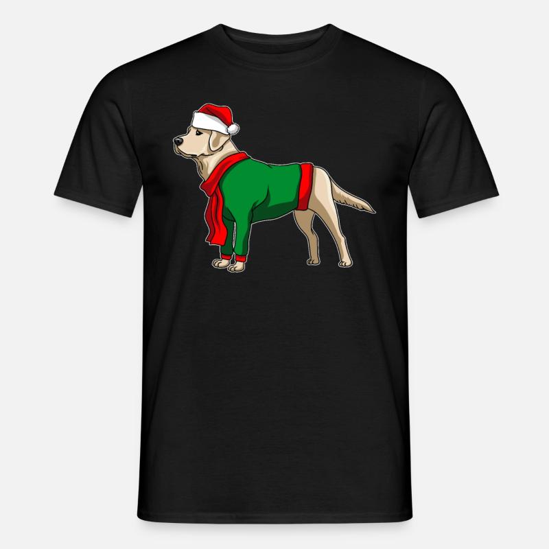Labrador mit Weihnachtsmütze Weihnachtskostüm - Männer T-Shirt - Schwarz