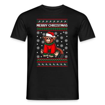 Singe Joyeux Noël - T-shirt homme - noir - Devant - AI Model Male 178 light (178cm)