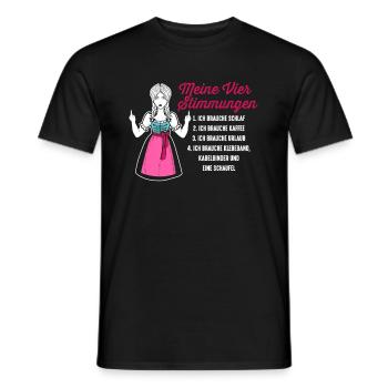 Dirndl Meine Vier Stimmungen Schlaf Kaffee - Männer T-Shirt - Schwarz - Vorne - AI Model Male 178 light (178cm)