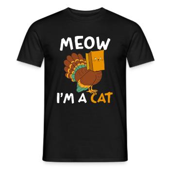 Miaou je suis un chat Thanksgiving Turquie faux chat - T-shirt homme - noir - Devant - AI Model Male 178 light (178cm)